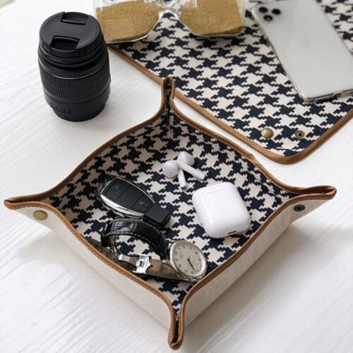 Cosmetic Folding Cloth Tray Storage Box Sundries Watches Wallet Phone Container Box Keys Coins Desktop Trays Decorative
