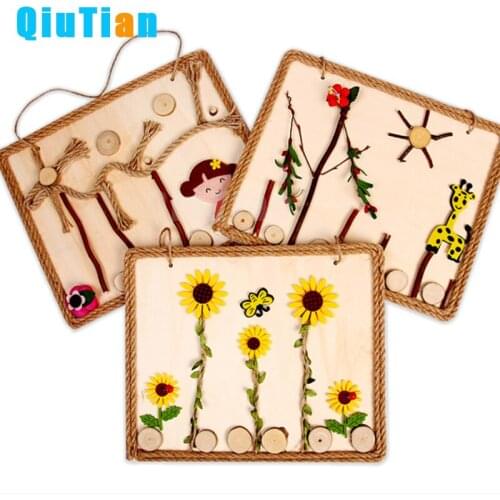 Creative DIY log painting natural log chip branch painting handmade materials package kindergarten school wood art picture frame