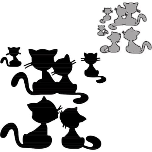 Adorable Cats In Love Metal Cutting Dies New 2021 Decorative Crafts Embossing Die Cuts DIY Scrapbooking Album Paper Cards