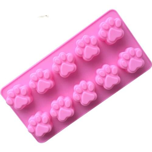 Mini 10 Holes Lovely Silicone Cake Mold Cat Paw Chocolate Mould Cute Cat Feet Cake Mould Creative Silicone Baking Mould H260