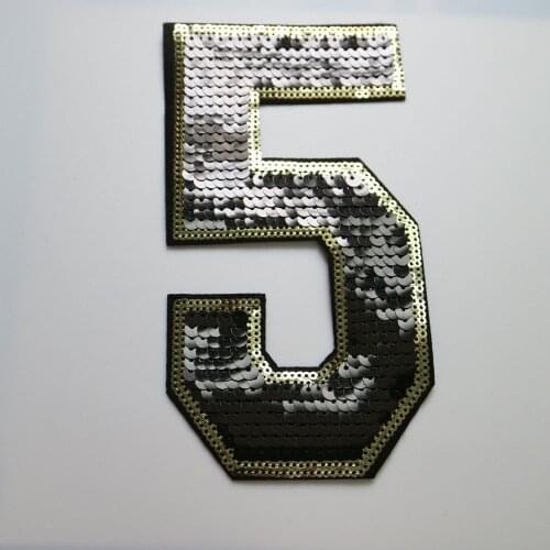 1pc Sequin number patches for clothing DIY Iron on black parch appliques Embroidery applique patch ropa clothing accessories