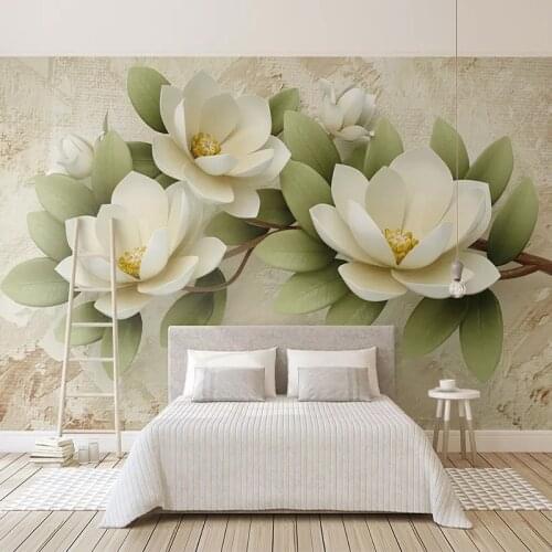 Custom Mural Wallpaper For Bedroom Walls 3D Stereoscopic Flowers Photo Wall Decals Living Room TV Background Waterproof Paper