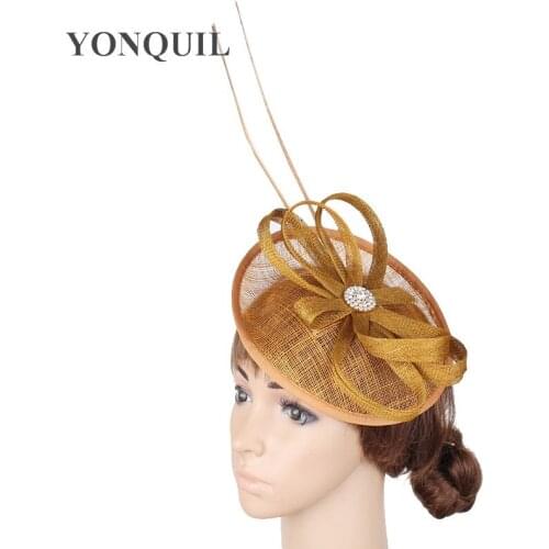 Multiple Color Sinamay Fascinator Base With Ostrich Quill Adorned DIY Hats Party Hairclips Cocktail Wedding Hair Accessories