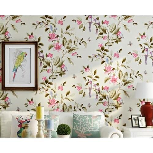 Beibehang papel de parede American flower bird wallpaper warm bedroom wallpaper home decoration background 3D wallpaper roll