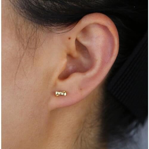 Wholesale 925 sterling silver bow stud earring for kids child tiny stud earring jewelry in silver 925 wholesale jewelry