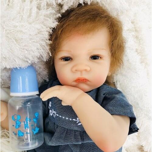 Real soft silicoen reborn Baby girl Toy doll 50cm rooted hair Newborn Dolls play house Toys for Children gift Pacifier bottle