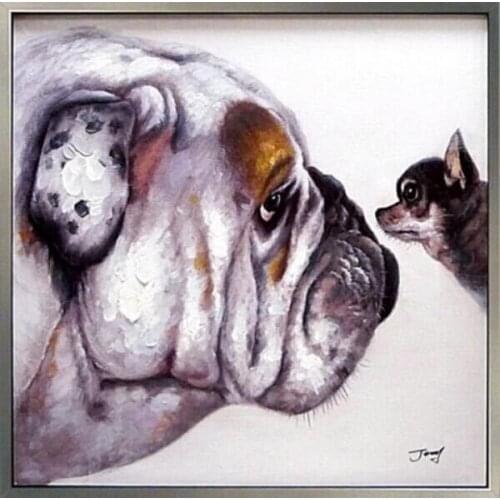 Handpainted Shar Pei Dogs Cartoon Animal Oil Painting Popular Modern Canvas for Kids Room Home Decoration Dropshipping