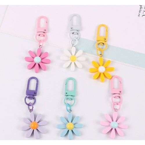 Handmade Cute Colorful Candy Flowers Keychain Headphone Cover Keyring Cartoon Charm Bag Car Pendants Key Chains Jewelry Gift