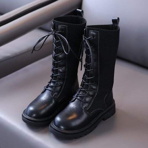 Girls Boots 2020 Autumn Winter Children Black Knee-High Boots Leather Rubber Soft Non-slip Platform Boots Shoes For Girl Kids