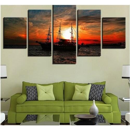 Modern Canvas Painting HD Printed Wall Art Frame Modular Pictures 5 Pieces Abstract Guitar Music Poster Living Room Decor