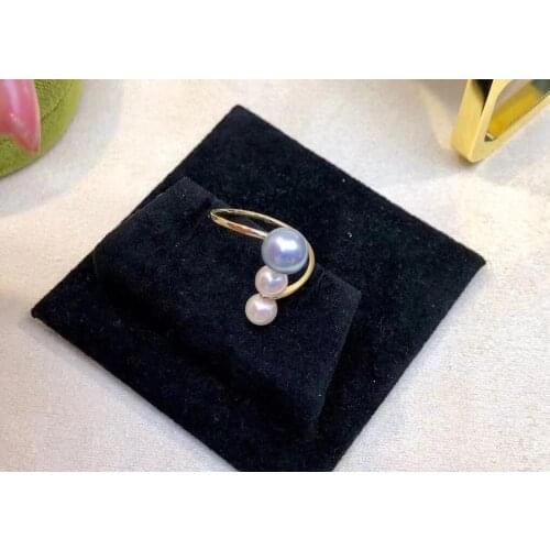 THREE PEARL 925 Sterling Silver Adjustable Ring Settings Findings Mountings Parts for Pearl Corals Jade Crystal, 5pcs/lot