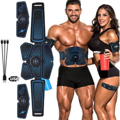 USB Rechargable Wireless EMS Electric Abdominal Muscles Trainer ABS Stimulator Body Weight Loss Massage Gym Belly Arm Fitness