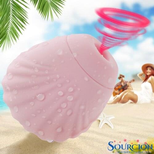Sourcion Shell Shape Vagina Sucking Vibrator Intimate Nipple Sucker Oral Licking Clitoris Stimulation Powerful Sex Toy for Women