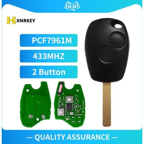 XNRKEY New 2 Button Remote Car Key 433mhz with PCF7961M HITAG AES Chip VA2 Uncut Blade for Renault Logan II Sandero II
