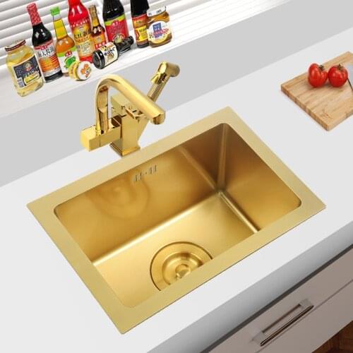 Gold nano handmade basin sink small bar Mini single sink under counter sink sink kitchen stainless steel basin