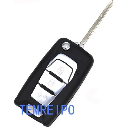 2pcs/lot 3 Buttons Remote Key Shell For Ssangyong Car Key case cover fob black Uncut Blade