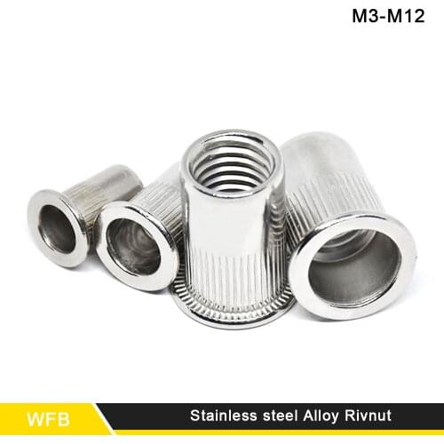 20Pieces 50Pieces M3 M4 M5 M6 M8 M10 Stainless Steel Rivnut Flat Head Threaded Rivet Insert Nutsert Cap Rivet Nut
