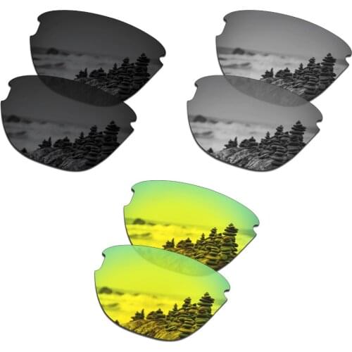 SmartVLT 3 Pairs Polarized Sunglasses Replacement Lenses for Oakley Frogskins Lite Black and Silver Titanium and 24K Gold