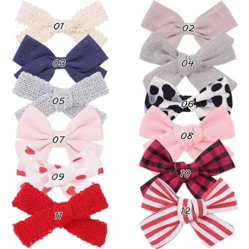36pc/lot New Girls Plaid Heart Prints Star Hairpins For Kids Children Girls Knotbow Hair Clips Barrettes Baby Bow Accessories