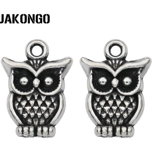 40PCS Antique Silver Plated Owl Charm Pendants for Bracelet Jewelry Making Accessories DIY Craft 17x12mm