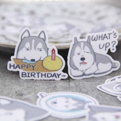40pcs Waterproof Cute Seberian Husky Dog Planner Diary Bullet Journal Puppy Scrapbooking Laptop Sticker for Kids Water Bottle