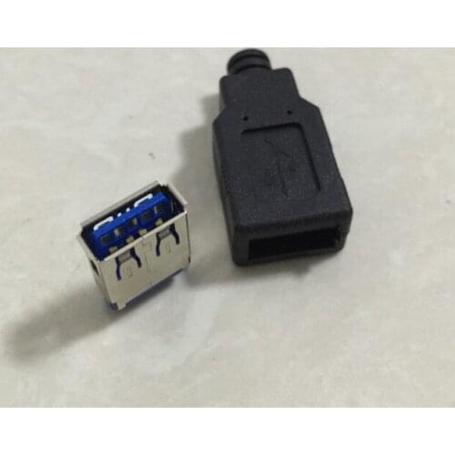 USB 3.0 Female 9pin Connector with Assembly Shell Solder Type for OEM DIY ODM Black Color
