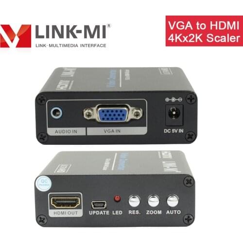 LINK-MI VGA to HDMI 4Kx2K Scaler Converter Box 4Kx2K@60Hz analog to digital conversion Input 1xVGA 1xEarphone 1xMin-USB
