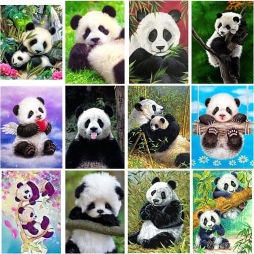 DIY 5D Diamond Painting Round Full Drill Rhinestone Mosaic Cartoon Panda Diamond Embroidery Animal Cross Stitch Gift Home Decor