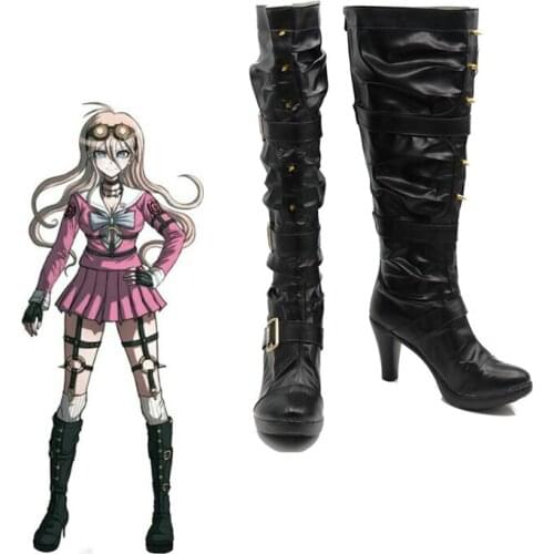 Danganronpa V3 Killing Harmony Iruma Miu Rabbit Cosplay Rivet Boots Shoes Cosplay Costume Black