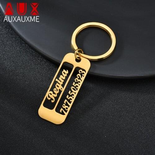 Auxauxme Custom Keychain For Car Logo Name Date Stainless Steel Personalized Gift Anti-lost Keyring Key Chain Ring Drop Shipping