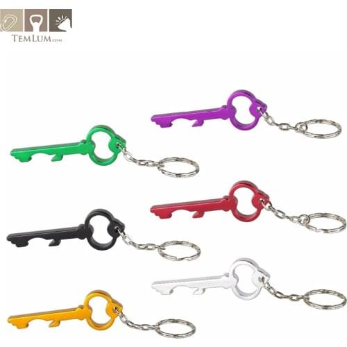 TEMLUM 6 Pcs Key Shape Aluminum Alloy Beer Bottle Opener Keychain Ring kitchen Tool Trinket Gifts