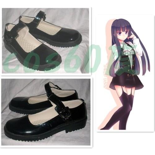 Inu x Boku SS Ririchiyo Shirakiin Black Cosplay Shoes Boots S008