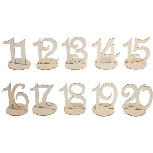 10pc 11-20 Wooden Table Numbers Set with Base Birthday Wedding Party Decor Gifts L4MB