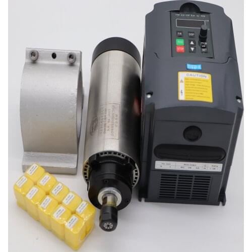 CNC milling spindle ER16 1.5KW air cooling spindle+10 pieces ER16 collets+1.5KW VFD inverter+spindle support