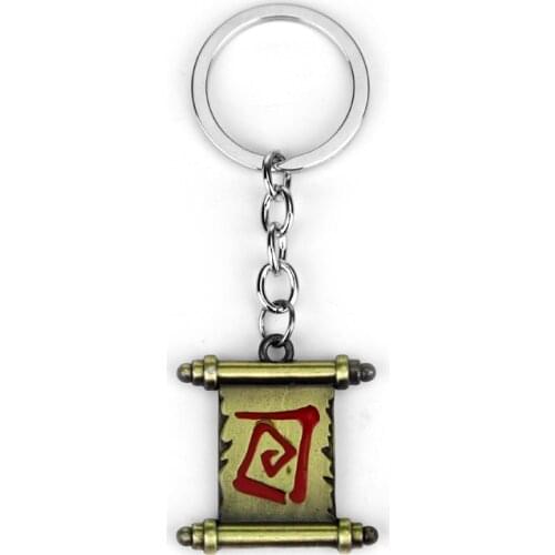 High quality Game Keychain Car Dota 2 Transfer Scroll Talisman of Evasion Pudge Model Key Chain Dota2 key Ring Chaveiro
