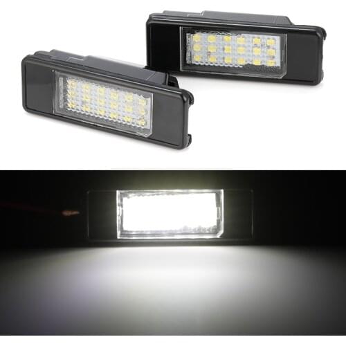 2PCS Car Rear Seat 18 LED SMD License Plate Lamp 6000K For Peugeot 106207307307308406407508 For CITROEN C3 C4 C5 C6 C8