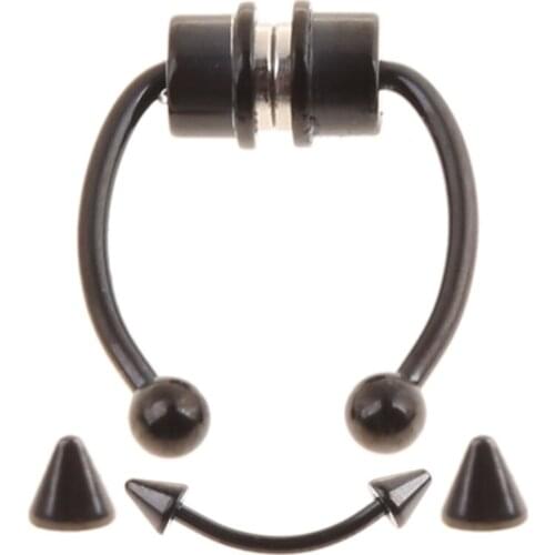 1 Set Magnetic Septum Nose Ring Horseshoe Fake Nose Ring Hoop Reusable Nose Ring Hoop Non-Piercing 316L Stainless Steel