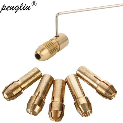 7pcs 0.5-3mm Mini Drill Chucks Adapter Collets Quick Chuck for Rotary Tools Copper Drill Folder Copper Cap Axis Collet Tools