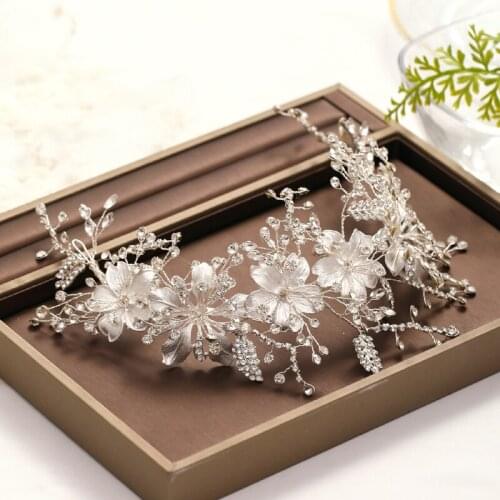 Trendy Bridal Hairband Hair Accessories Silver color Rhinestone Headdress Wedding Hair Jewellery Woman Tiara wedding Accessories