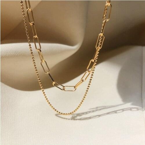 Morivovog 925 Sterling Silver Wide Double Layers Bead Chain Choker Necklace for Women Elegant Statement Necklace Office Jewelry