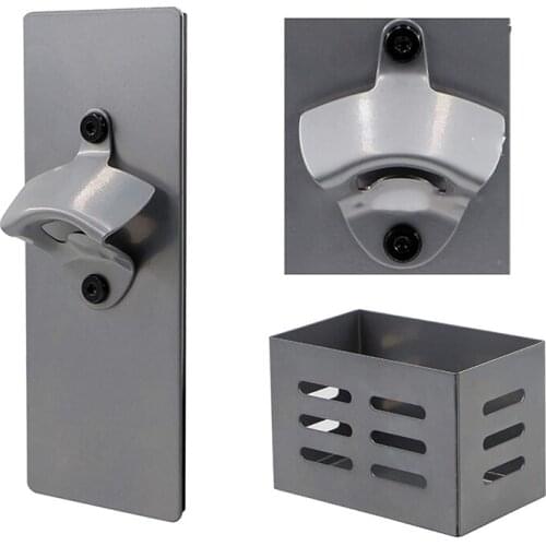 Wall-Mounted Magnetic Beer Bottle Opener With Cap Collector Catcher,For Kitchen Use,Gray