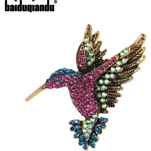 Baiduqiandu New Arrival Crystal Rhinestones Humming Bird Pendant / Brooch Pins Trendy Clothing Dress Hat Jewelry Accessories