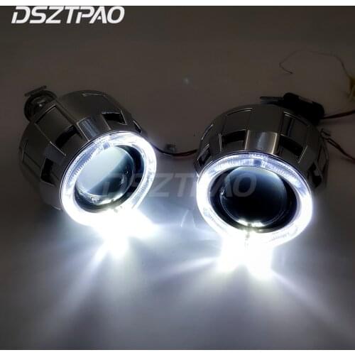 Upgrade HID Projector Lens Bixenon Headlight LED Angel Eyes Halo H1 H4 H7 2.5 inch Car Accessories Retrofit Running Lights Kit