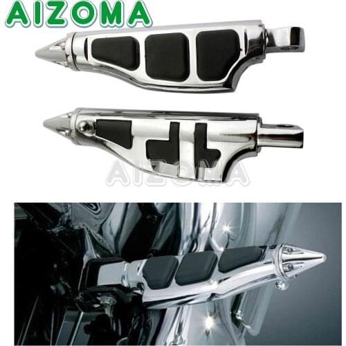 Pair Chrome Rider Passenger Motorcycle Stiletto Foot Pegs For Harley Touring Rocket Footpeg Male Peg Mount Foot Rest