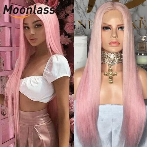 Light Pink Straight Lace Front Wig Pre Plucked Ombre Human Hair Wig Remy Brazilian Colored Lace Front Human Hair Wigs For Women