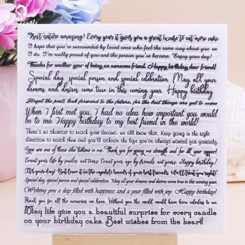 Alinacutle Clear Stamp Happy Birthday Background Scrapbooking Handmade Card Paper Craft Rubber Transparent Silicon Stamp