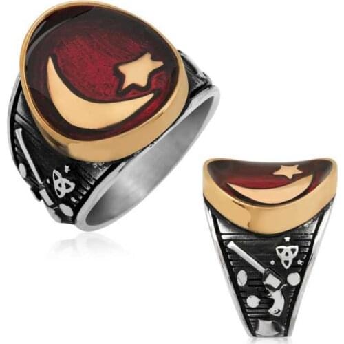 Silverlina Silver Moon Star Carbs Male Ring