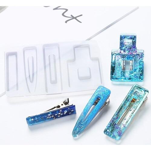 DIY Crafts Resin Silicone Epoxy Mold Hair Clip Geometric Barrette Mould Jewelry Casting Tools Headwear Making Supplies Gift