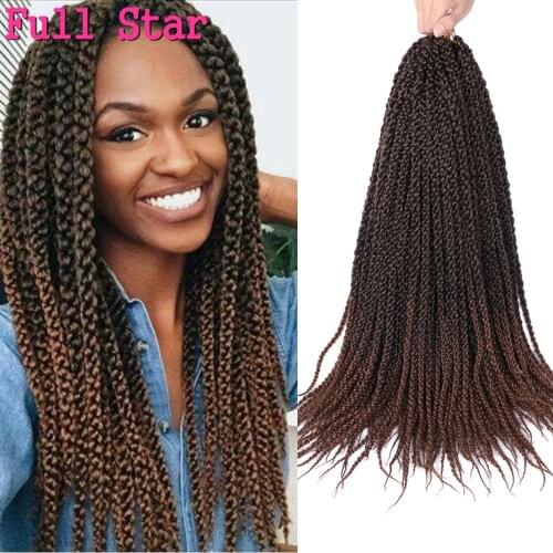 Full Star 22" 3D Cubic Twist Crochet Braids 12 Strands Ombre Black Bug Crochet Hair Extensions Synthetic Braiding Hair For Women
