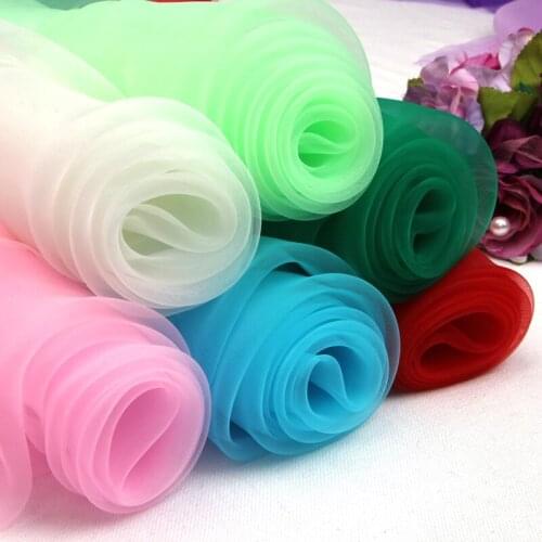 100X145cm Polyester Organza Fabric For Wedding Decoration DIY Clothes Mesh Transparent Stiff Marriage Gauze Lace Fabric